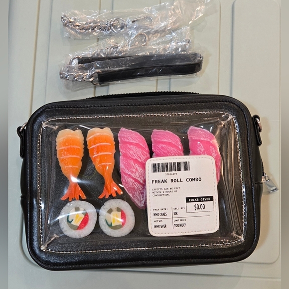 [SOLD] Dolls Kill Current Mood Freak Roll Sushi Combo Crossbody Purse - Picture 8 of 11